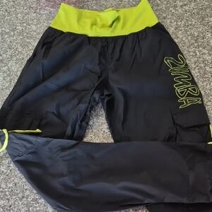 Zumba Fitness Kids Black with Neon Green Waistband Joggers